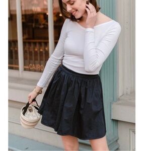 Lake Pajamas L High Waisted Shorts Skort Navy Blue 100% Cotton Made In India